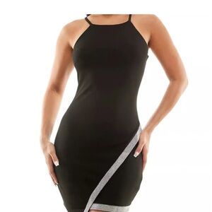 BCX Black Mini Dress with rhinestone Detail
